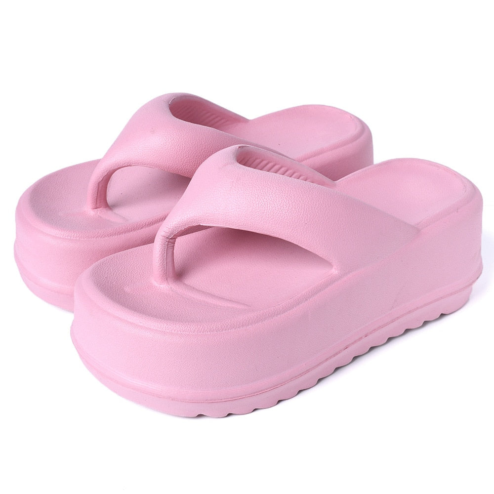 7cm Thick Women Flip Flops New Split Toe Muffin Platform Slippers High Summer Flat Slippers Casual EVA Sole Thick Slippers