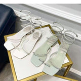 Summer New Women's Sandals Fashion Luxury Rhinestone Butterfly Snake Surround Chunky Heel Banquet Shoes