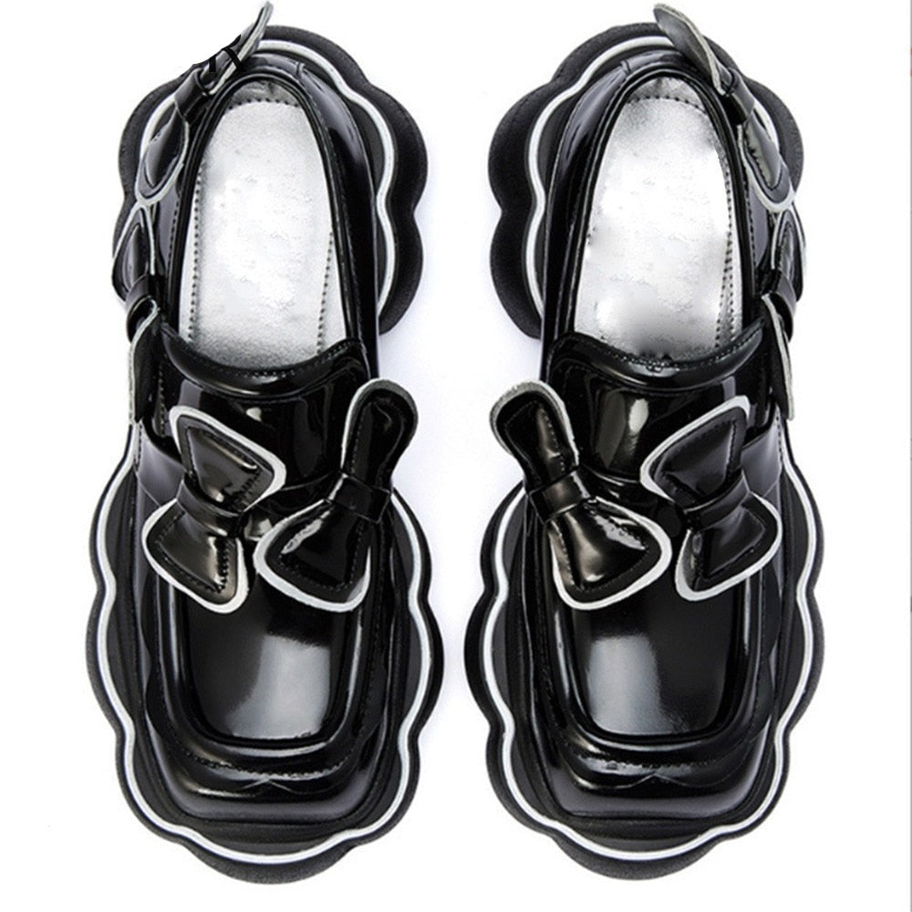 woloong Womens Lolita Flowers Bowknot Gothic Punk Shoes Creepers Pumps Japanese Harajuku Platform Girls Round Toe New