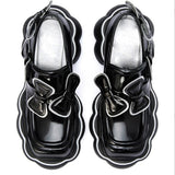 woloong Womens Lolita Flowers Bowknot Gothic Punk Shoes Creepers Pumps Japanese Harajuku Platform Girls Round Toe New