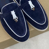 woloong  Top Quality LP Summer New Round Head Flat Slippers Pendant Ladies Fashion Comfortable Lok Fu Wool Casual Women Sandals