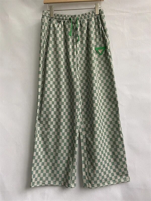 Korean 2 Piece Sets for Women Clothes Roupas Femme Jacket Cardigan Coat Plaid Wide Leg Pants Outfits Loose Casual Fashion Suit