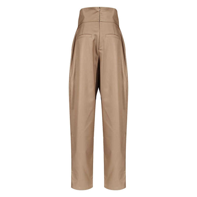 woloong Casual Irregular Trousers For Women High Waist Lace Up Button Straight Slim Pants Female Autumn Fashion New