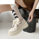 woloong  New Spring and Summer Women Mary Jane Shoes Sponge Cake Bottom Japanese Bowtie Student All-match Sweet Design Pumps