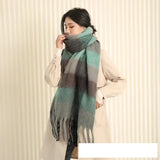 Thick Warm Winter Scarf  New Women Plaid Design Pashmina Shawls Cashmere Shawl Lady Wrap Tassel Scarves Knitted Men Foulard