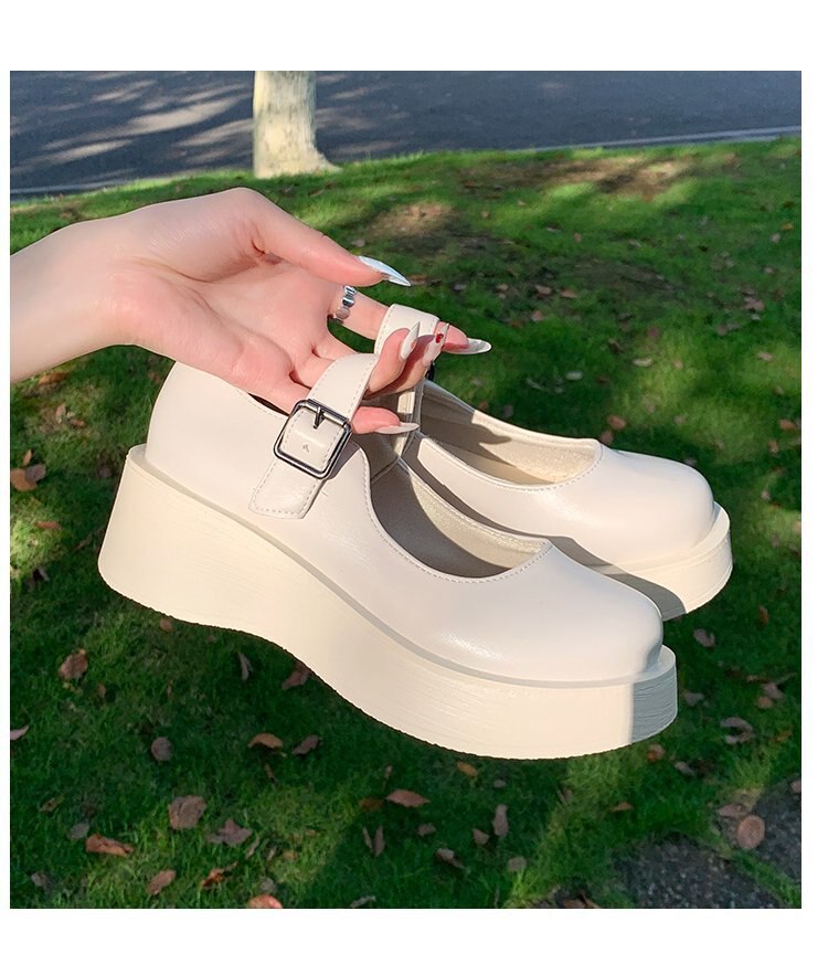 woloong  New Spring and Summer Women Mary Jane Shoes Sponge Cake Bottom Japanese Bowtie Student All-match Sweet Design Pumps