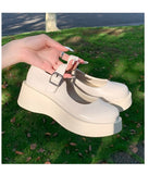 woloong  New Spring and Summer Women Mary Jane Shoes Sponge Cake Bottom Japanese Bowtie Student All-match Sweet Design Pumps