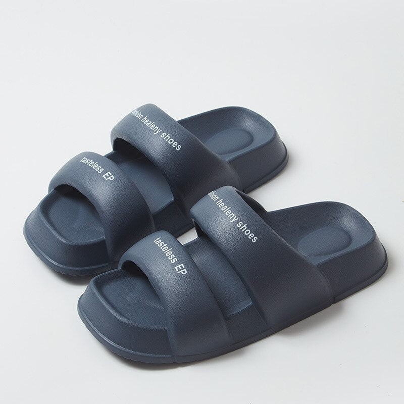 New Summer Versatile Thick Sole Women's Sandals and Slippers EVA Casual Home Indoor Comfortable Soft Sole Couple Slippers