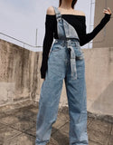 Vintage Denim Overalls for Women Baggy Jeans Spring Summer Casual Jumpsuits High Waist Straight Trousers Cargo Pants Female