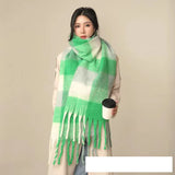 Thick Warm Winter Scarf  New Women Plaid Design Pashmina Shawls Cashmere Shawl Lady Wrap Tassel Scarves Knitted Men Foulard