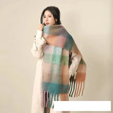 Thick Warm Winter Scarf  New Women Plaid Design Pashmina Shawls Cashmere Shawl Lady Wrap Tassel Scarves Knitted Men Foulard