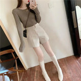 Shorts Women Elegant Korean Style Trendy Office Simple High Waist All-match Mature Tender Ladies Spring Pure Color New Design