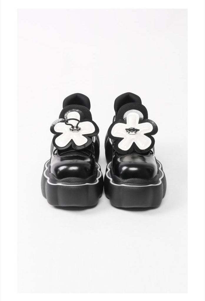 woloong Womens Lolita Flowers Bowknot Gothic Punk Shoes Creepers Pumps Japanese Harajuku Platform Girls Round Toe New