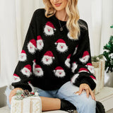 Ladies Cute Sweater Autumn/Winter New O-Neck Lantern Sleeve Loose Knitted Tops Traf Pullover Father Christmas Sweaters New Year
