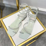 Summer New Women's Sandals Fashion Luxury Rhinestone Butterfly Snake Surround Chunky Heel Banquet Shoes