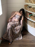 Summer Apricot Vest Skirt Womens Tie-dyed Two Piece Set Fashion Y2K Belt NEW Female Temperament Elegant Party Long Dress