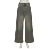 Vintage Wide Leg For Women Jeans Fashion New Jean Streetwear Zipper Pocket High Street Female Y2k Denim Trousers