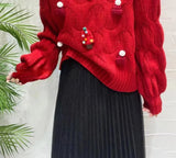 Christmas Tree Appliques Loose Pullovers Women O-neck Long Sleeve Knitted Sweaters Female Autumn Winter New Arrival Pull Femme New Year