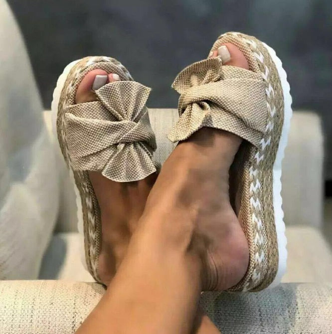 New Womens Slipper Fish Mouth Thick Bottom Casual Wedges Sandals Stylish Comfortable Flat Mules Plus Size Zapatilla Mujer