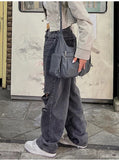 Women Hole Jeans Pants 90s Vintage Baggy Straight Denim Trousers Y2k Clothing High Waist Looes Casual Long Pants Streetwear New
