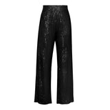 Silver Sequin Female Trousers High Waist Casual Luxury Party Outfit Trousers Fashion High Street Sparkle Straight Legg New