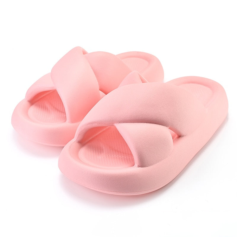 New Women Cross Slipper Soft EVA Thick Bottom Bathroom Slipper Fashion Couple Summer Indoor Home Floor Sandals Slippers
