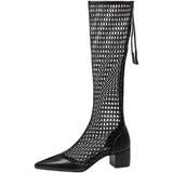 woloong  Women Sandals Boots Summer New Gladiator Zipper Mesh Breathable Fashion Boots Designer Shoe Women Black Women Boots