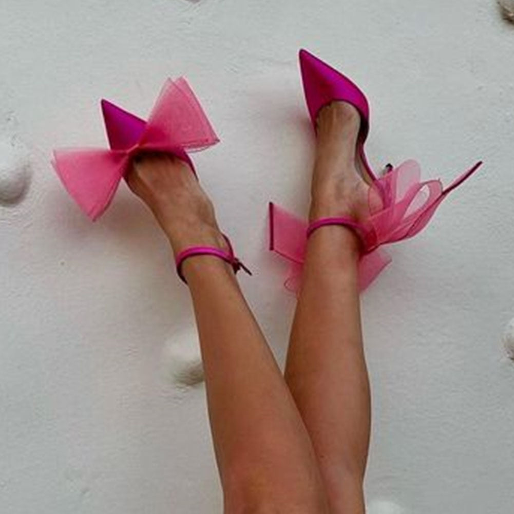 Brand New Design  Wedding Sandals Women Big bow-knot Thin High Heels Dress Party Fashion Sexy Ladies Summer Shoes Woman Pump