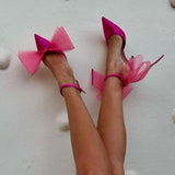 Brand New Design  Wedding Sandals Women Big bow-knot Thin High Heels Dress Party Fashion Sexy Ladies Summer Shoes Woman Pump