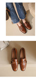 woloong   Spring New Genuine Leather Women Shoes Fashion Retro Slip-On Loafers Shoes Square Toe Shoes Woman Zapatos De Mujer Flats