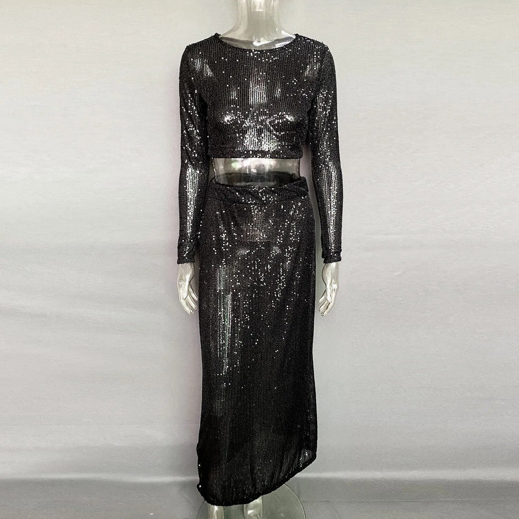 Sequin Female Sexy Maxi Skirt Summer Fashion Glitter High Waist Loose Elegant Club Long Skirt Sparkle Women Long Skirt New