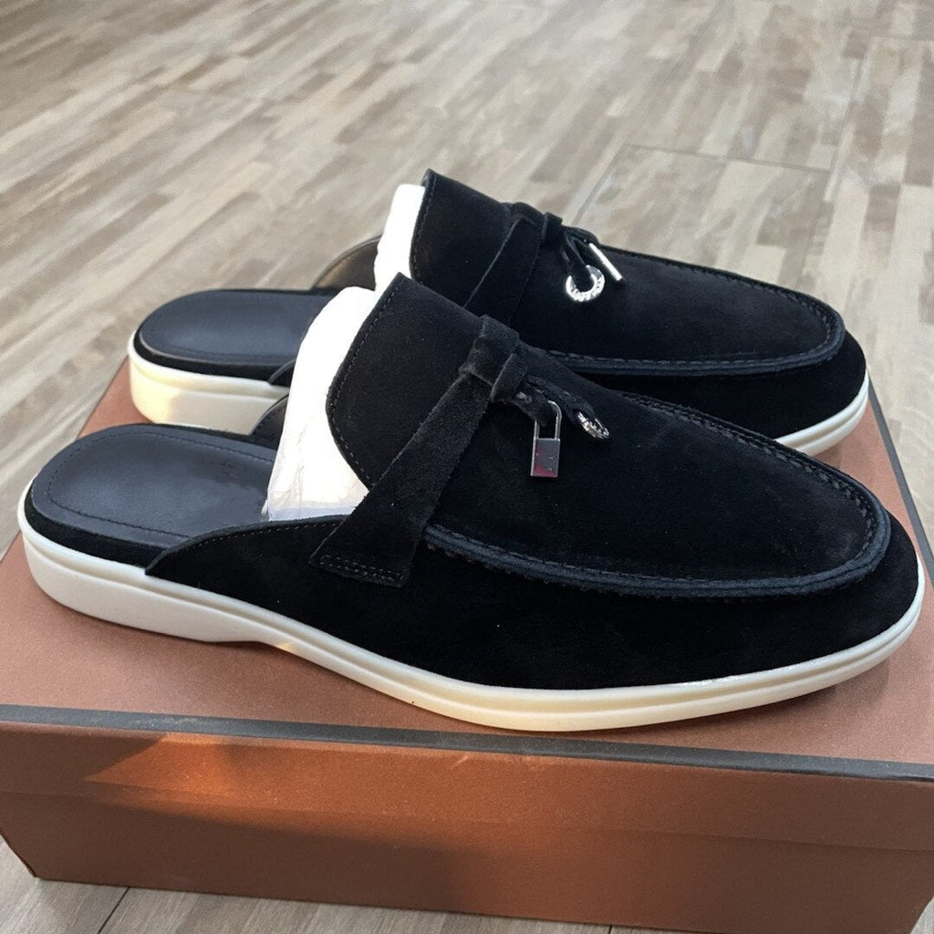 woloong  Top Quality LP Summer New Round Head Flat Slippers Pendant Ladies Fashion Comfortable Lok Fu Wool Casual Women Sandals