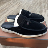 woloong  Top Quality LP Summer New Round Head Flat Slippers Pendant Ladies Fashion Comfortable Lok Fu Wool Casual Women Sandals