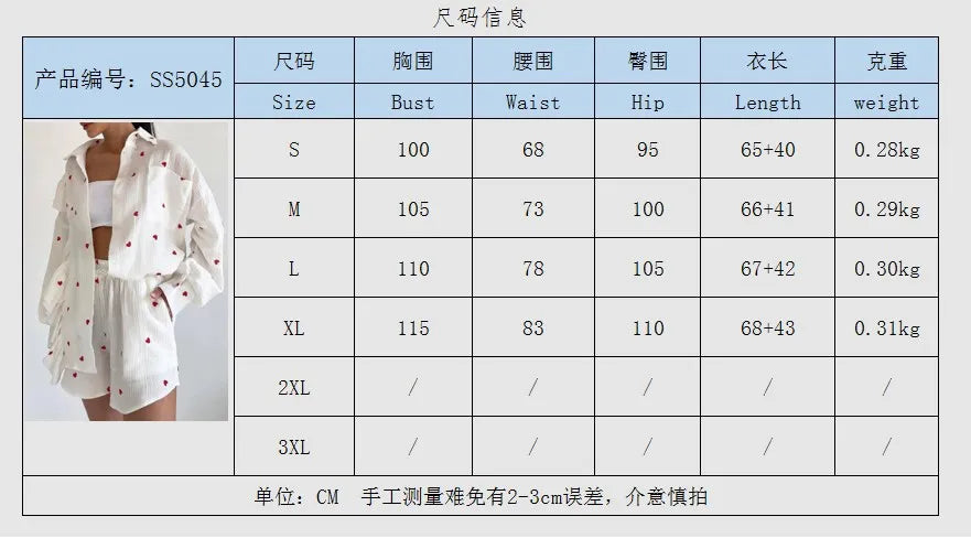 Black Friday Cotton Women Tracksuit Shirt Shorts Two Piece Set Fashion Ruffle Love Long Sleeve Shorts Suit Summer Casual Female Outfits