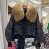 European Version Winter New Light Luxury All-match Big Fur Collar Loose Women's Long-Sleeved Bread Korean Version Down Jack