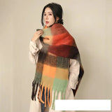 Thick Warm Winter Scarf  New Women Plaid Design Pashmina Shawls Cashmere Shawl Lady Wrap Tassel Scarves Knitted Men Foulard