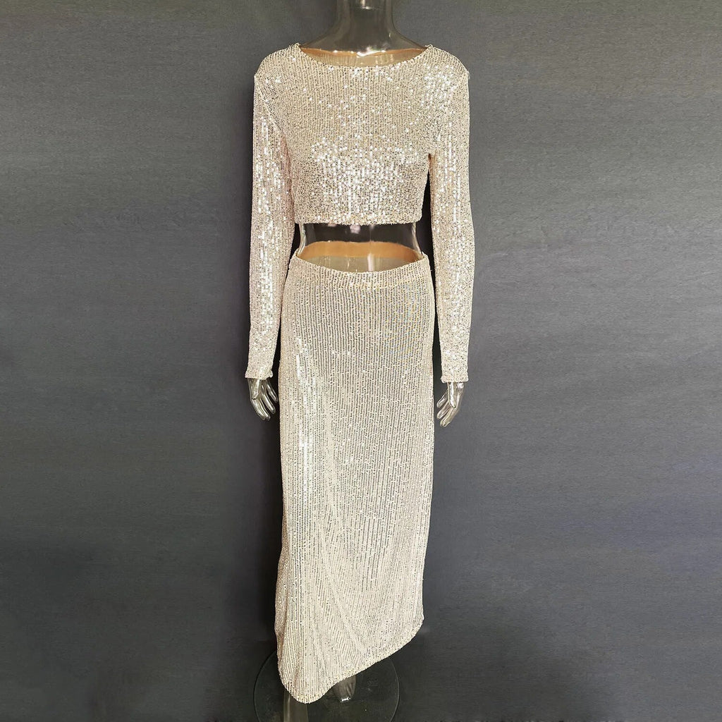 Sequin Female Sexy Maxi Skirt Summer Fashion Glitter High Waist Loose Elegant Club Long Skirt Sparkle Women Long Skirt New