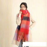 Thick Warm Winter Scarf  New Women Plaid Design Pashmina Shawls Cashmere Shawl Lady Wrap Tassel Scarves Knitted Men Foulard