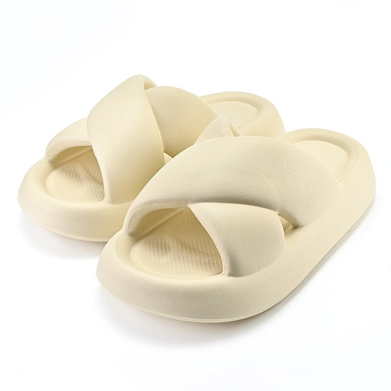New Women Cross Slipper Soft EVA Thick Bottom Bathroom Slipper Fashion Couple Summer Indoor Home Floor Sandals Slippers