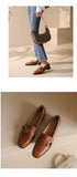 woloong   Spring New Genuine Leather Women Shoes Fashion Retro Slip-On Loafers Shoes Square Toe Shoes Woman Zapatos De Mujer Flats