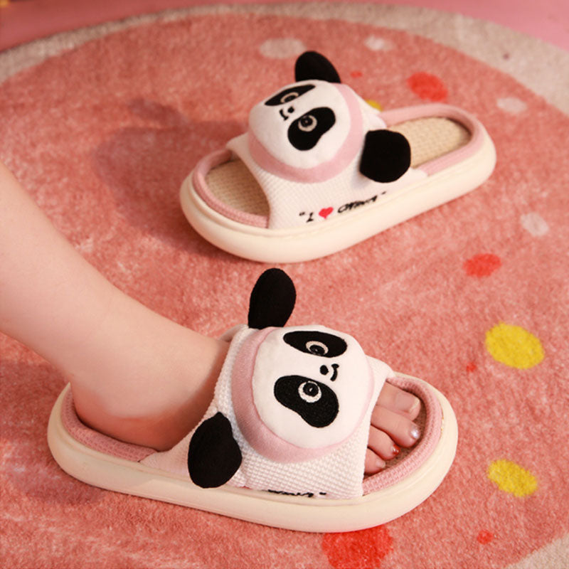 woloong  Four Season Home Non Slip Thick Sole Mute Hemp Cotton Women Slippers Cute Cartoon Shape Men Indoor Shoes New Arrival