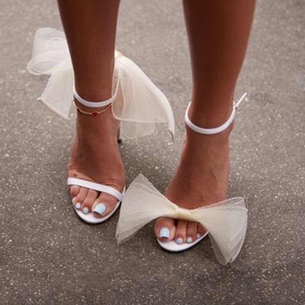 Brand New Design  Wedding Sandals Women Big bow-knot Thin High Heels Dress Party Fashion Sexy Ladies Summer Shoes Woman Pump