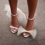Brand New Design  Wedding Sandals Women Big bow-knot Thin High Heels Dress Party Fashion Sexy Ladies Summer Shoes Woman Pump