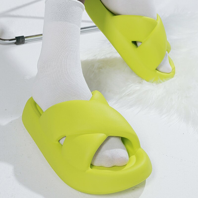 New Women Cross Slipper Soft EVA Thick Bottom Bathroom Slipper Fashion Couple Summer Indoor Home Floor Sandals Slippers