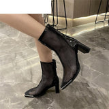 woloong  Women Sandals Boots Summer New Gladiator Zipper Mesh Breathable Fashion Boots Designer Shoe Women Black Women Boots