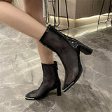 woloong  Women Sandals Boots Summer New Gladiator Zipper Mesh Breathable Fashion Boots Designer Shoe Women Black Women Boots