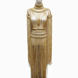 Tassel Hand Crochet Knitted Women Bikini Cover Ups  Summer Holiday Beach Bathing Suit Sexy Hollow Out Skirts Matching Set