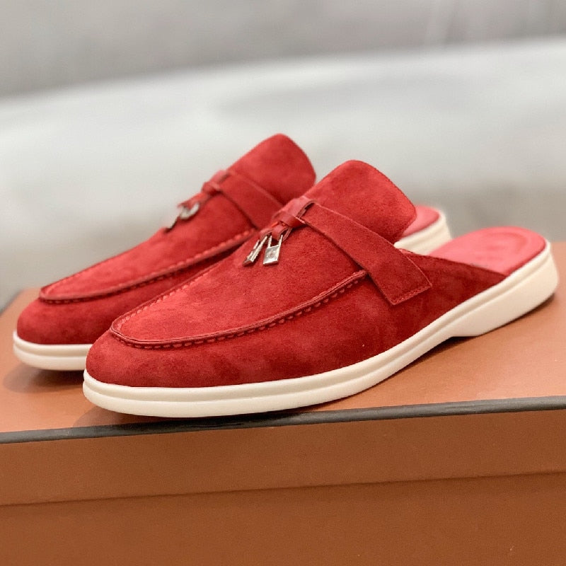 woloong  Top Quality LP Summer New Round Head Flat Slippers Pendant Ladies Fashion Comfortable Lok Fu Wool Casual Women Sandals