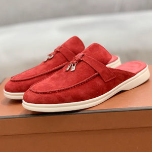 woloong  Top Quality LP Summer New Round Head Flat Slippers Pendant Ladies Fashion Comfortable Lok Fu Wool Casual Women Sandals