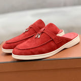 woloong  Top Quality LP Summer New Round Head Flat Slippers Pendant Ladies Fashion Comfortable Lok Fu Wool Casual Women Sandals